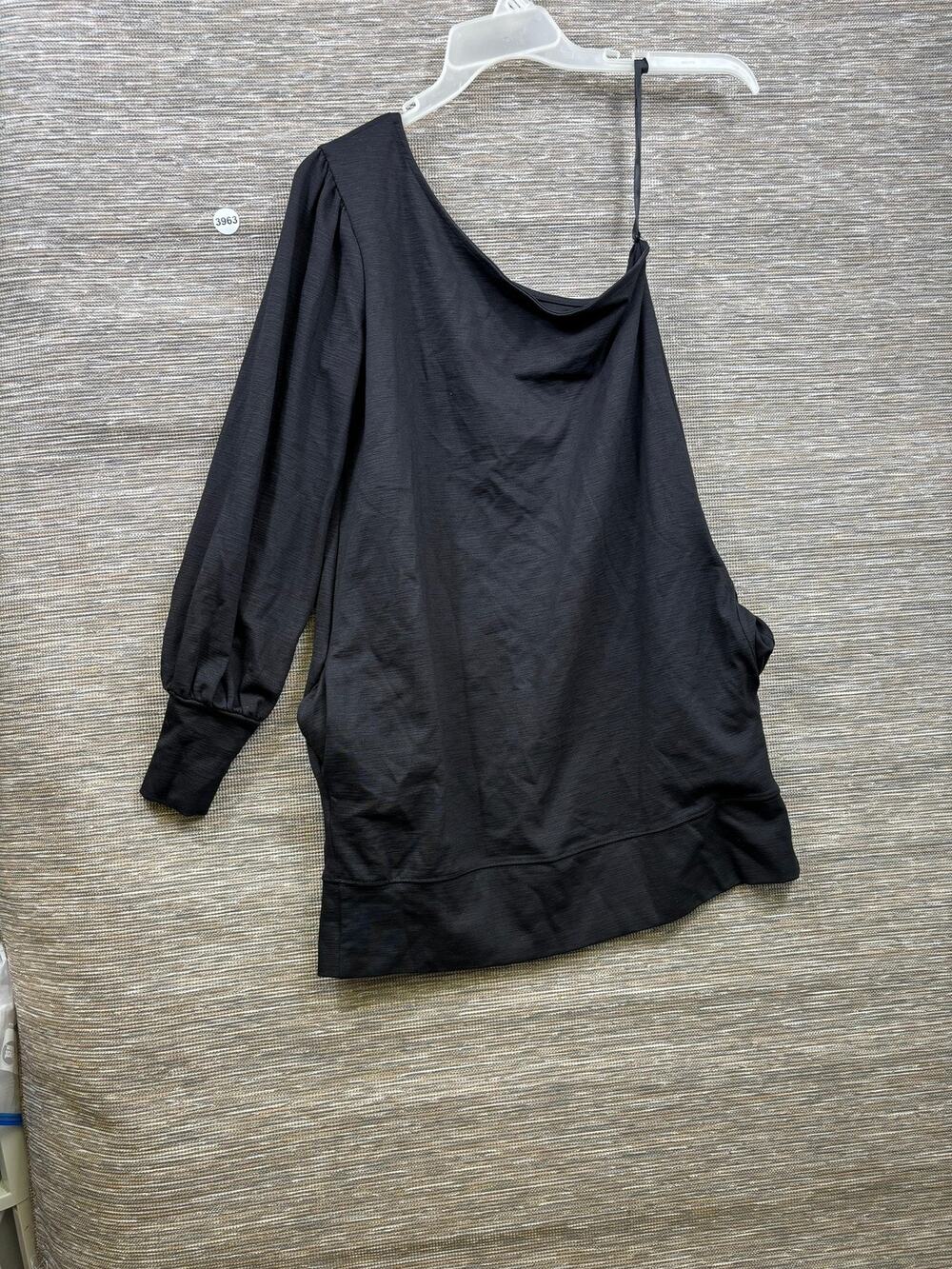 Free People Shirt Womens Small Black One Shoulder Strap Tunic Long Sleeve Top